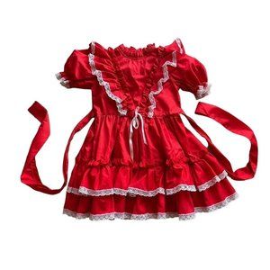 5T Kandy Ann Vintage Girls' Red Ruffle Party Christmas Dress